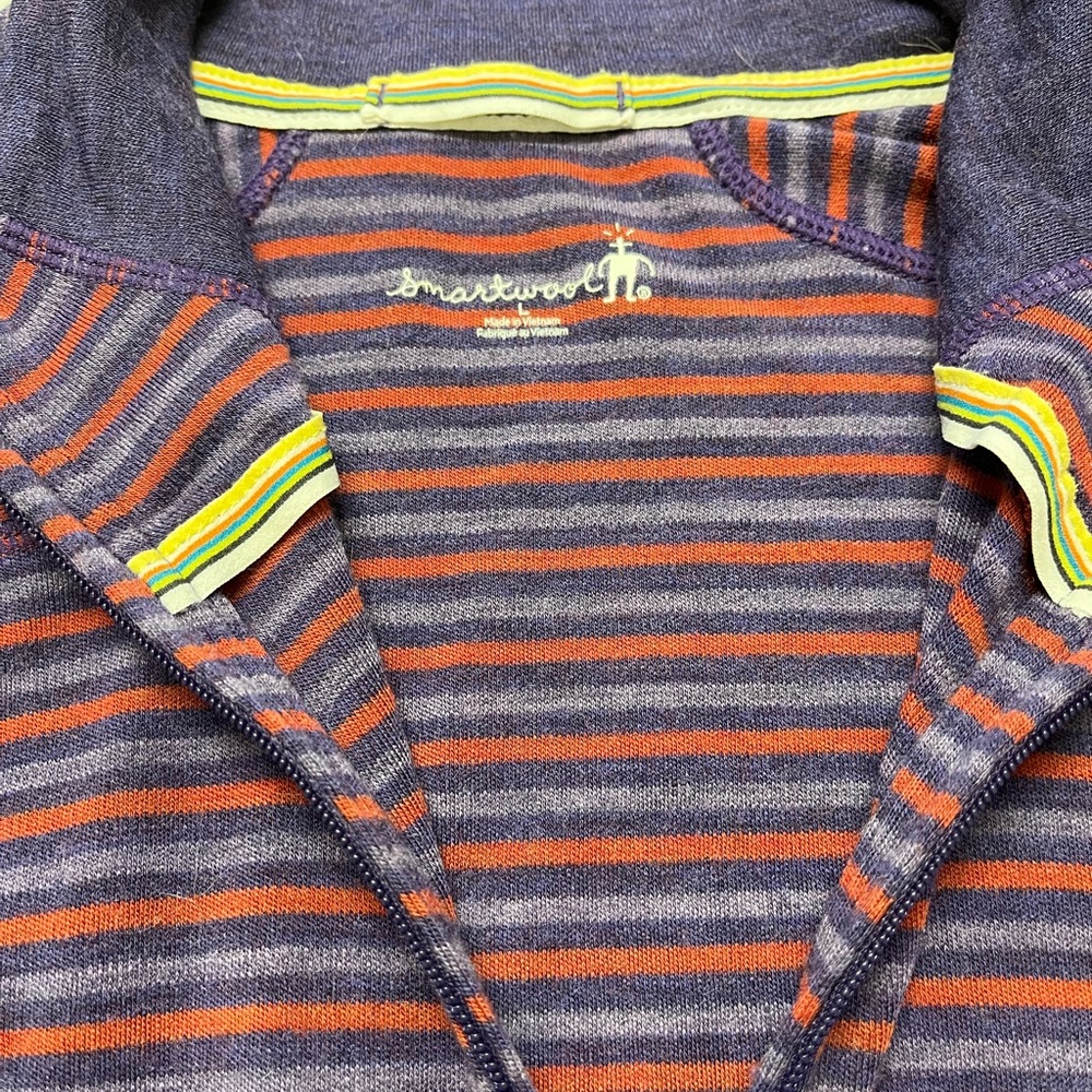 Smartwool Quarter Zip Striped Base Layer Mountain Purple Moab - Picture 2 of 12